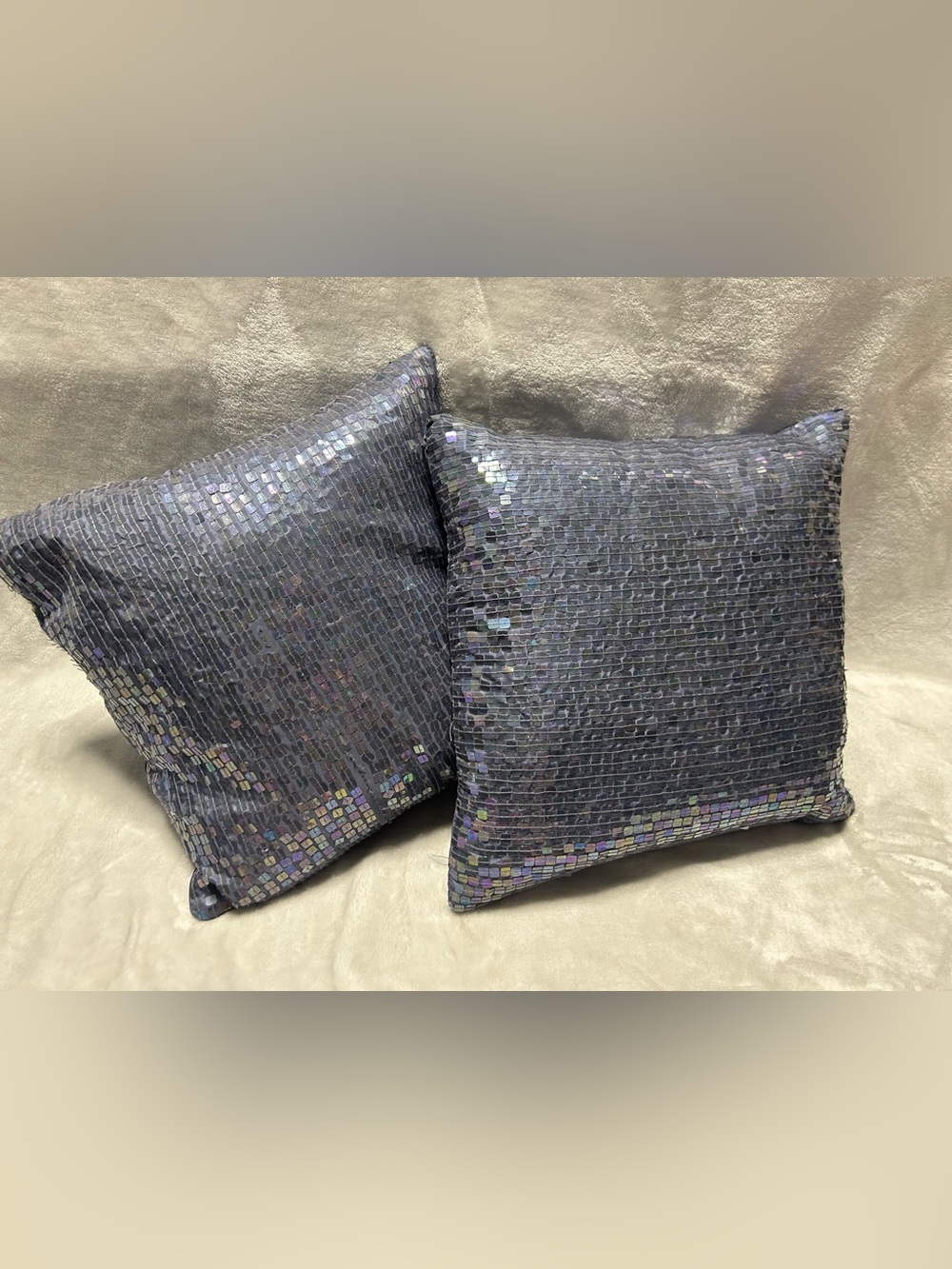 2 Small 14 X 14 purple blue sequence throw decor decorative pillows pillow